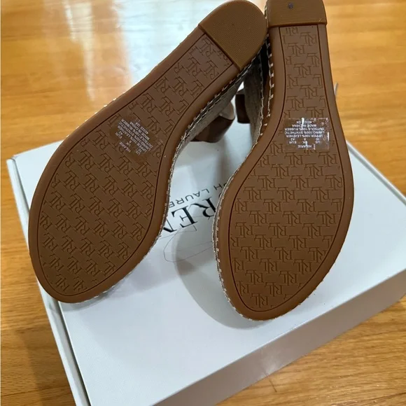 Lauren Ralph Lauren Brown Wedge Sandals with Braided Detail - Picture 5 of 7